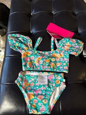 New Posh Peanut x Barbie Turquoise Floral Smocked Bikini 18-24 Months